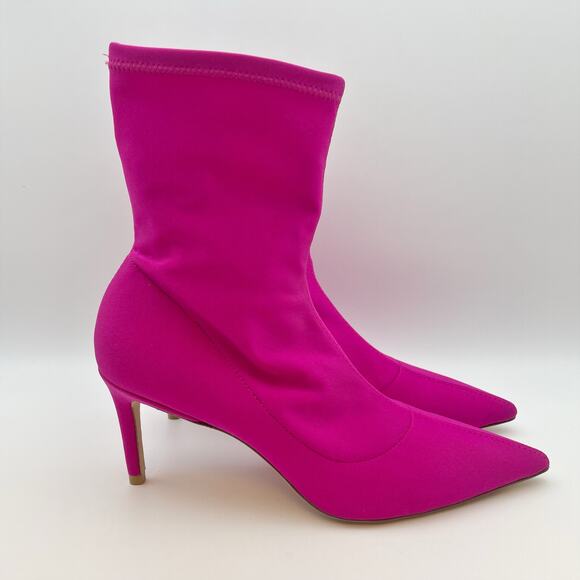 Stuart Weitzman Womens Stuart 75 Stretch Bootie US 7.5 Pink Magenta Suede EUC - Picture 3 of 13